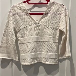 Fox 1 Cream Cropped Blouse with 3/4 Sleeves